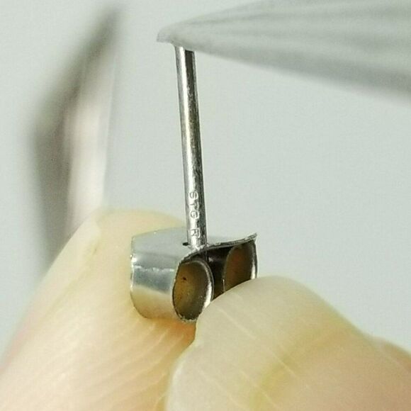 Vintage Sterling Silver Lightweight Triangle Shape Stud Dangle Earrings STG Mark - Picture 4 of 6